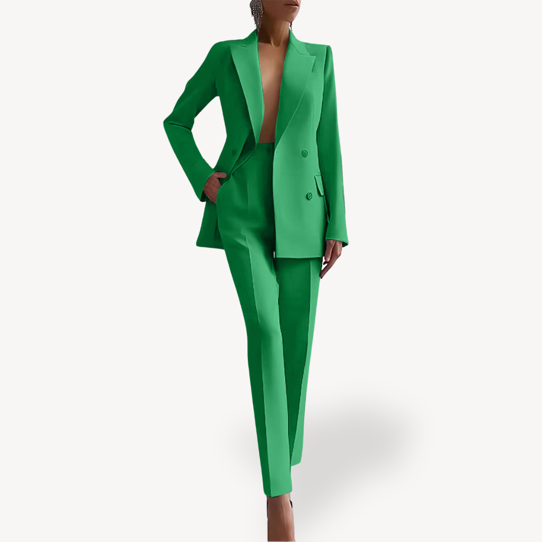 Elegant Women's Pant Suit with Long Blazer Tailored