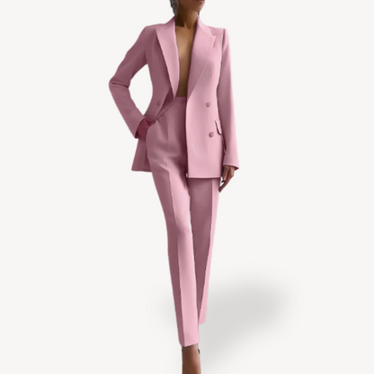 Elegant Women's Pant Suit with Long Blazer Tailored