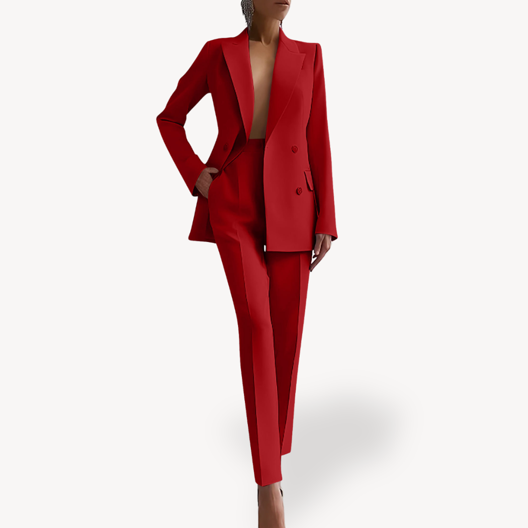 Elegant Women's Pant Suit with Long Blazer Tailored