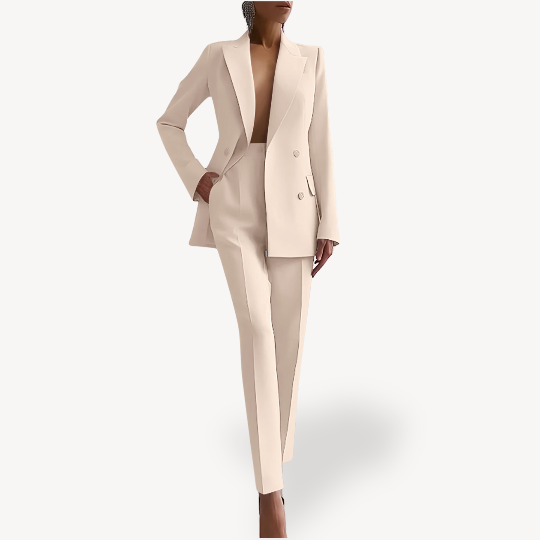 Elegant Women's Pant Suit with Long Blazer Tailored