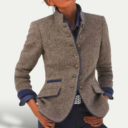 Stylish Short Blazer with Stand-Up Collar – Elegant Casual Design