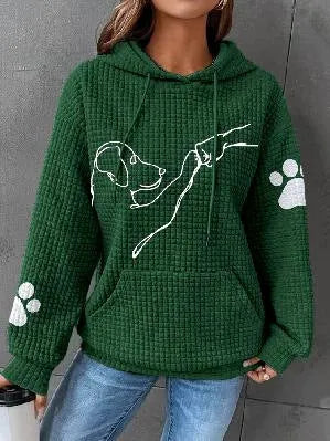 Women's Large Soft Dog Motif Hoodie