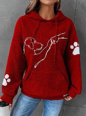 Women's Large Soft Dog Motif Hoodie