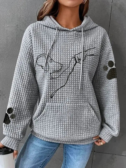 Women's Large Soft Dog Motif Hoodie