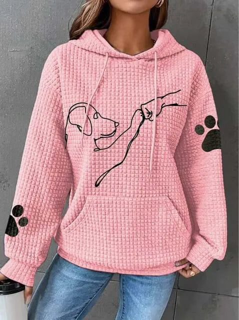 Women's Large Soft Dog Motif Hoodie