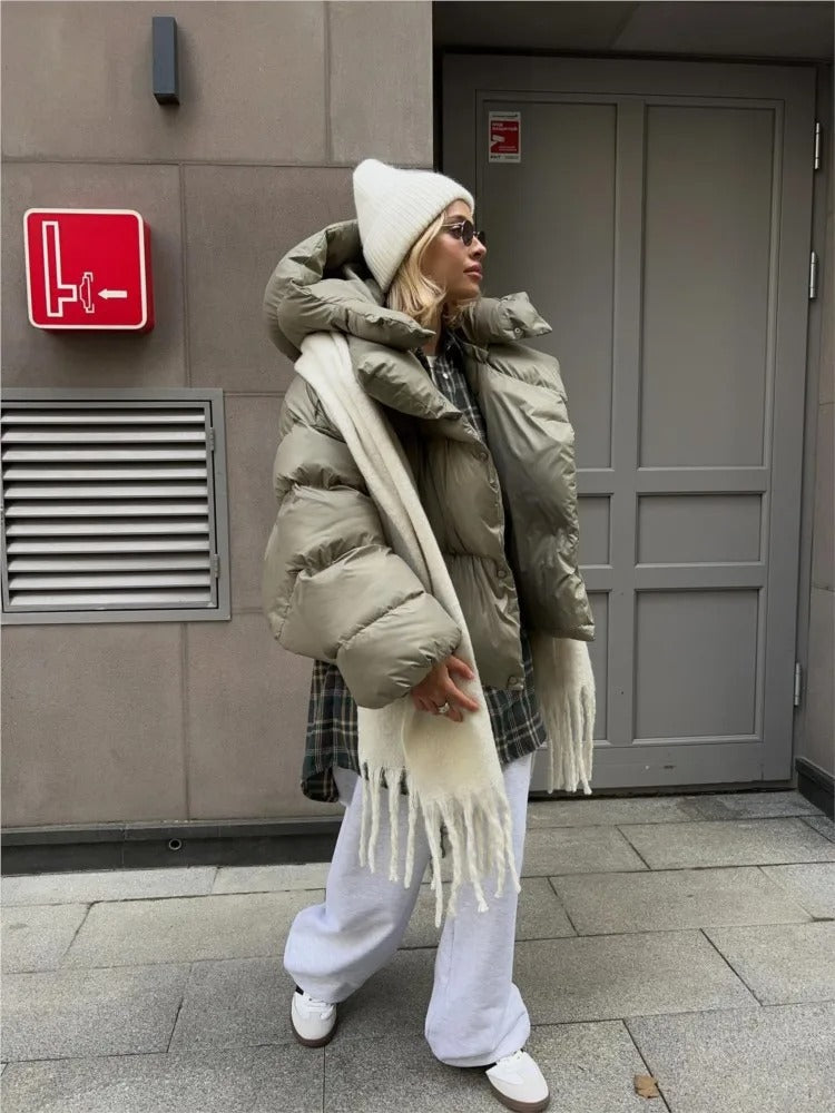 Quilted Women's Jacket Hood - Short Down Jacket Warm