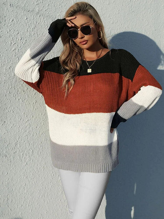 Stylischer Rundhals Pullover Damen - IdealeKleiden