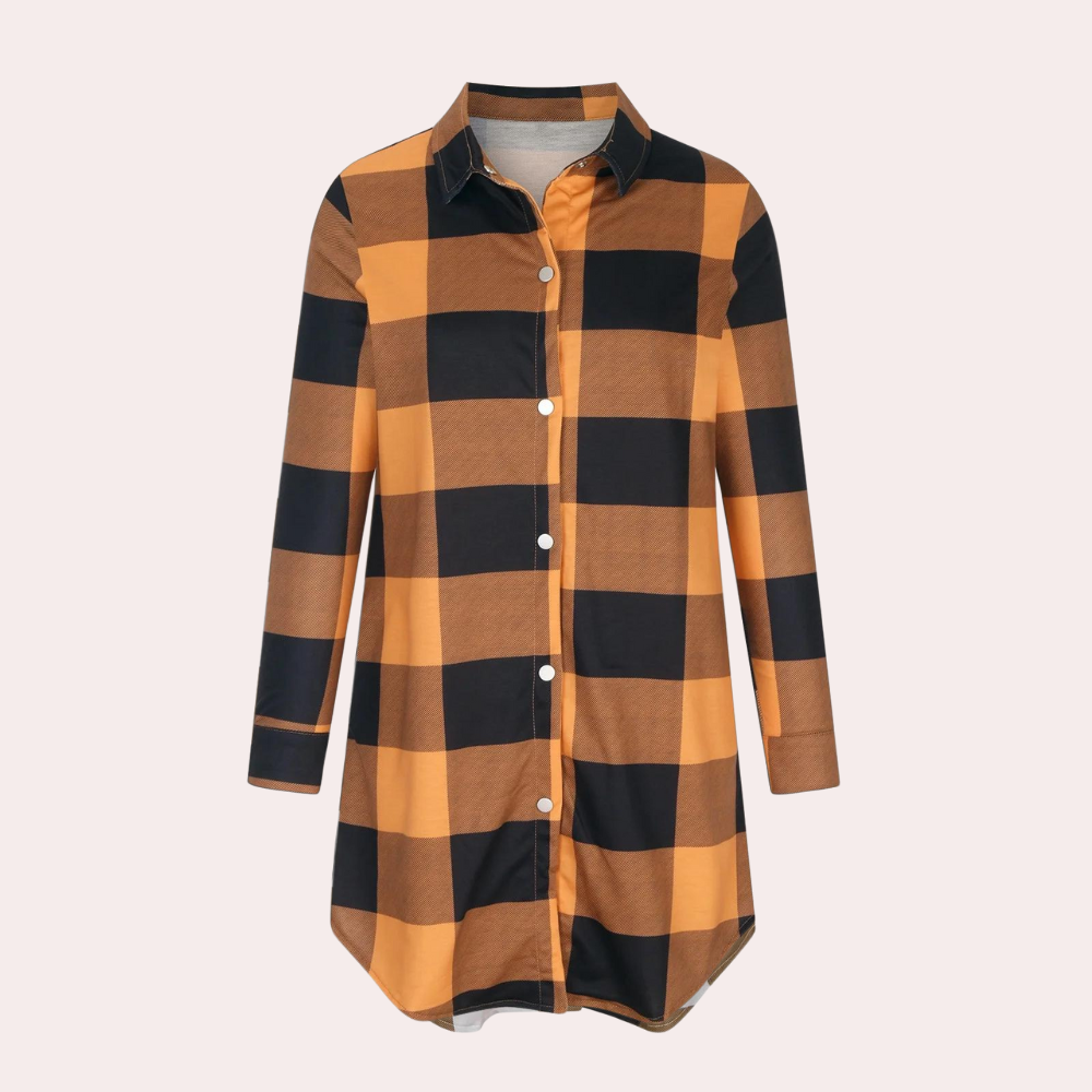 Women's Plaid Midi-Length Autumn Jacket