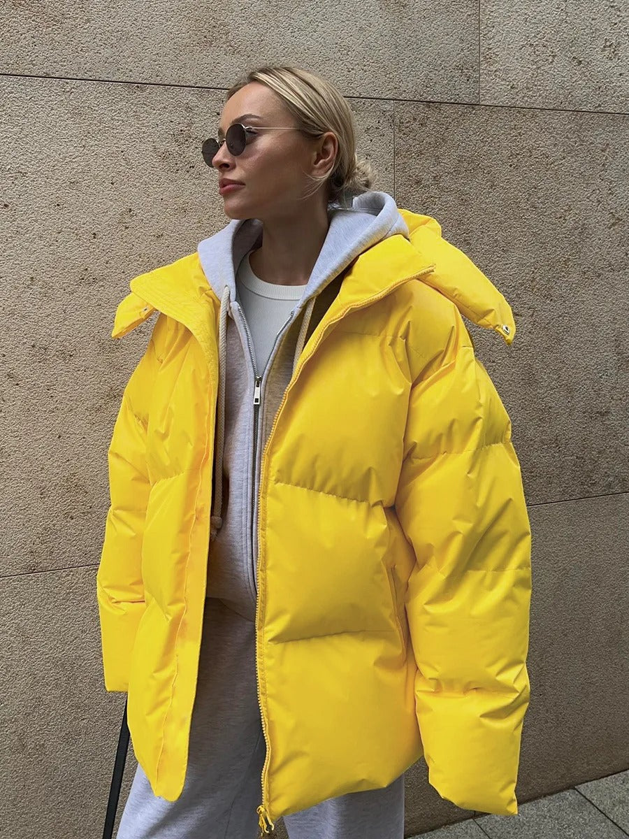 Quilted Women's Jacket Hood - Short Down Jacket Warm