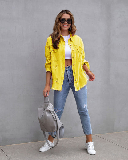 Ripped Denim Jacket Trendy Style