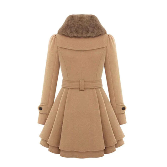Damen Trenchcoat Vegan Fell Gürtel Stylish - IdealeKleiden
