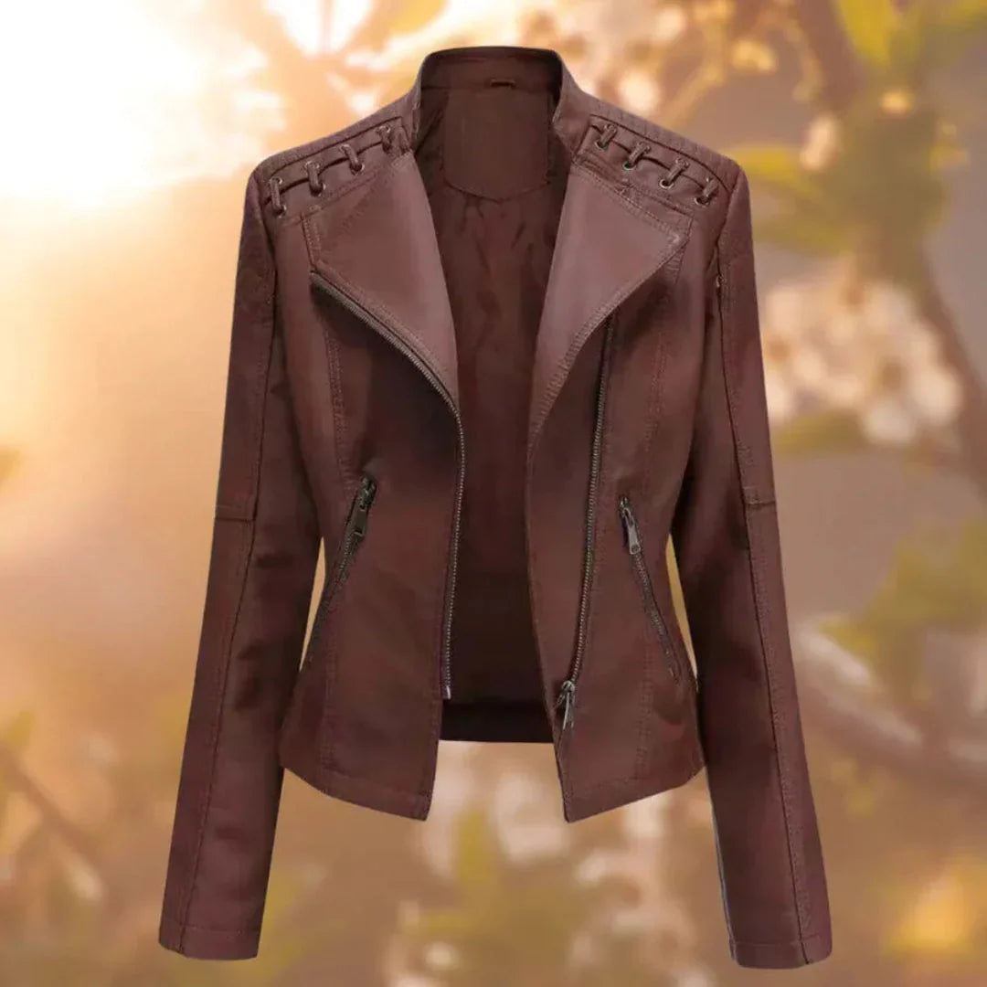 Stylish Leather Jacket Shoulder Seam Design
