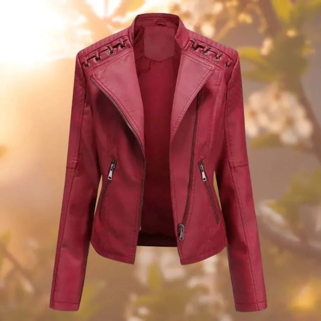 Stylish Leather Jacket Shoulder Seam Design