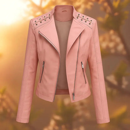 Stylish Leather Jacket Shoulder Seam Design