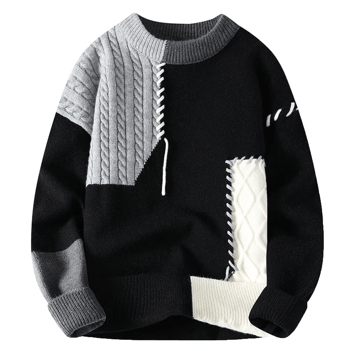 Modern Men's Sweater with Stylish Patch Print