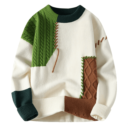 Modern Men's Sweater with Stylish Patch Print