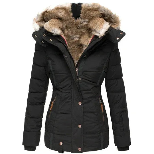 Damen Wintermantel Pelz Kragen Warm Elegant - IdealeKleiden