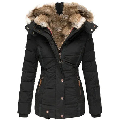 Damenmantel Fellkapuze Winterlook Elegant