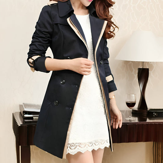 Klassischer Damen Trenchcoat Doppelflis - IdealeKleiden