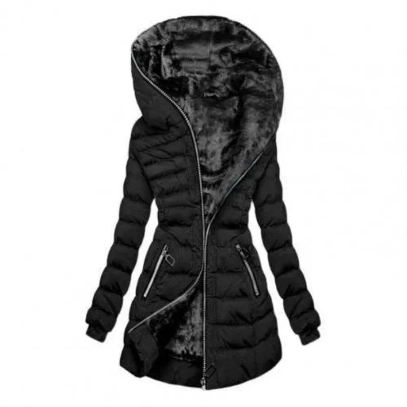 Women's Padded Warm Hooded Long Winter Jacket