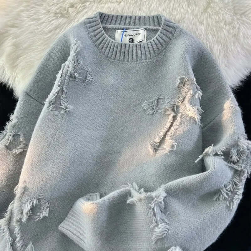 Men's Distressed Loose Fit Sweater