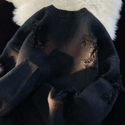 Men's Distressed Loose Fit Sweater