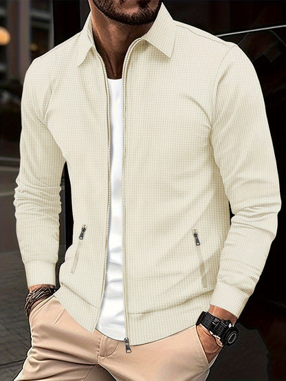 Herren Cardigan Sweatjacke Reißverschluss Umlegekragen - IdealeKleiden