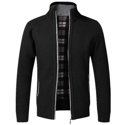 Herren Strickjacke Langarm Full-Zip Winter - IdealeKleiden