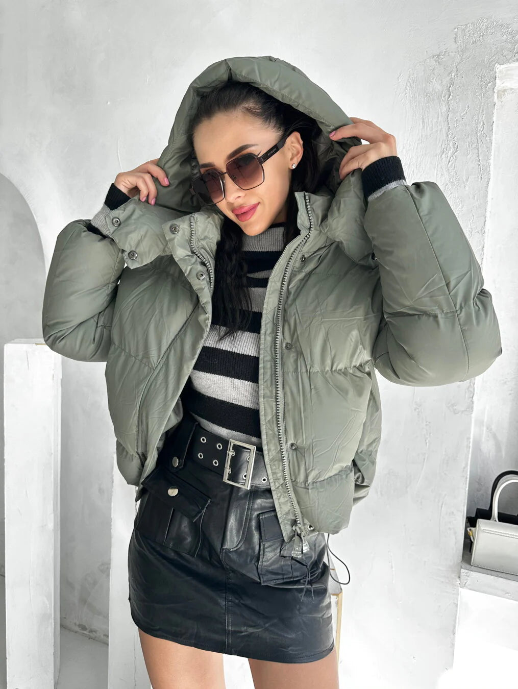 Women's Puffer Jacket Warm Lined Shiny