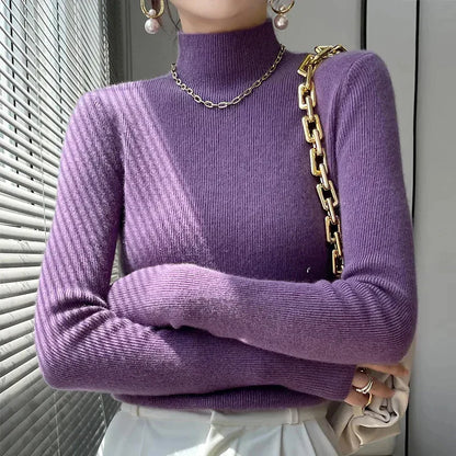Women's Scarf Knitted Sweater Long Sleeve Elegant