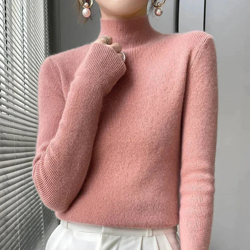 Women's Scarf Knitted Sweater Long Sleeve Elegant