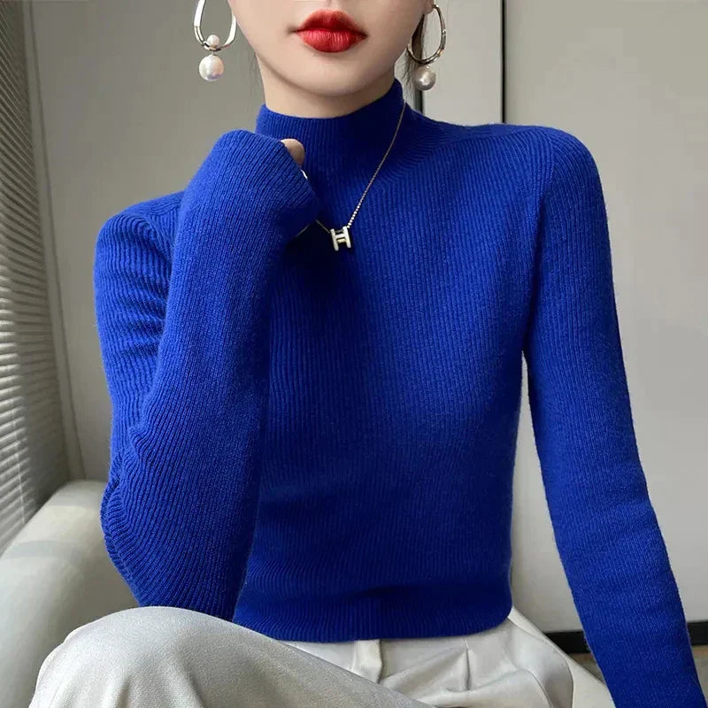 Women's Scarf Knitted Sweater Long Sleeve Elegant