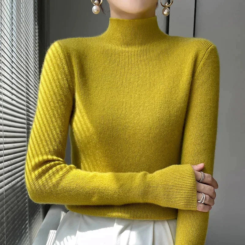 Women's Scarf Knitted Sweater Long Sleeve Elegant