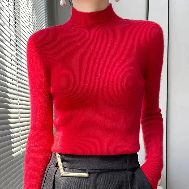 Women's Scarf Knitted Sweater Long Sleeve Elegant