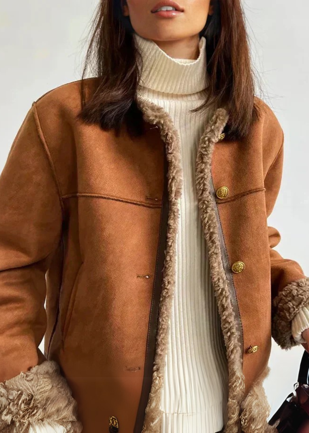 Weiche Shearling-Jacke Damen Winter - IdealeKleiden