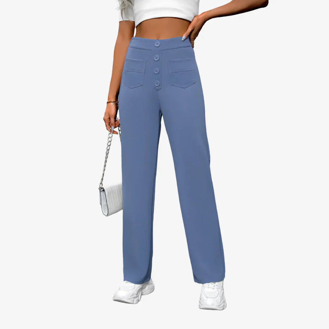 Women's High-Waisted Straight-Leg Trousers