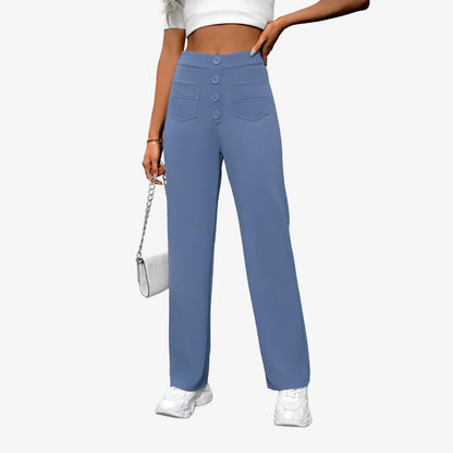 Women's High-Waisted Straight-Leg Trousers