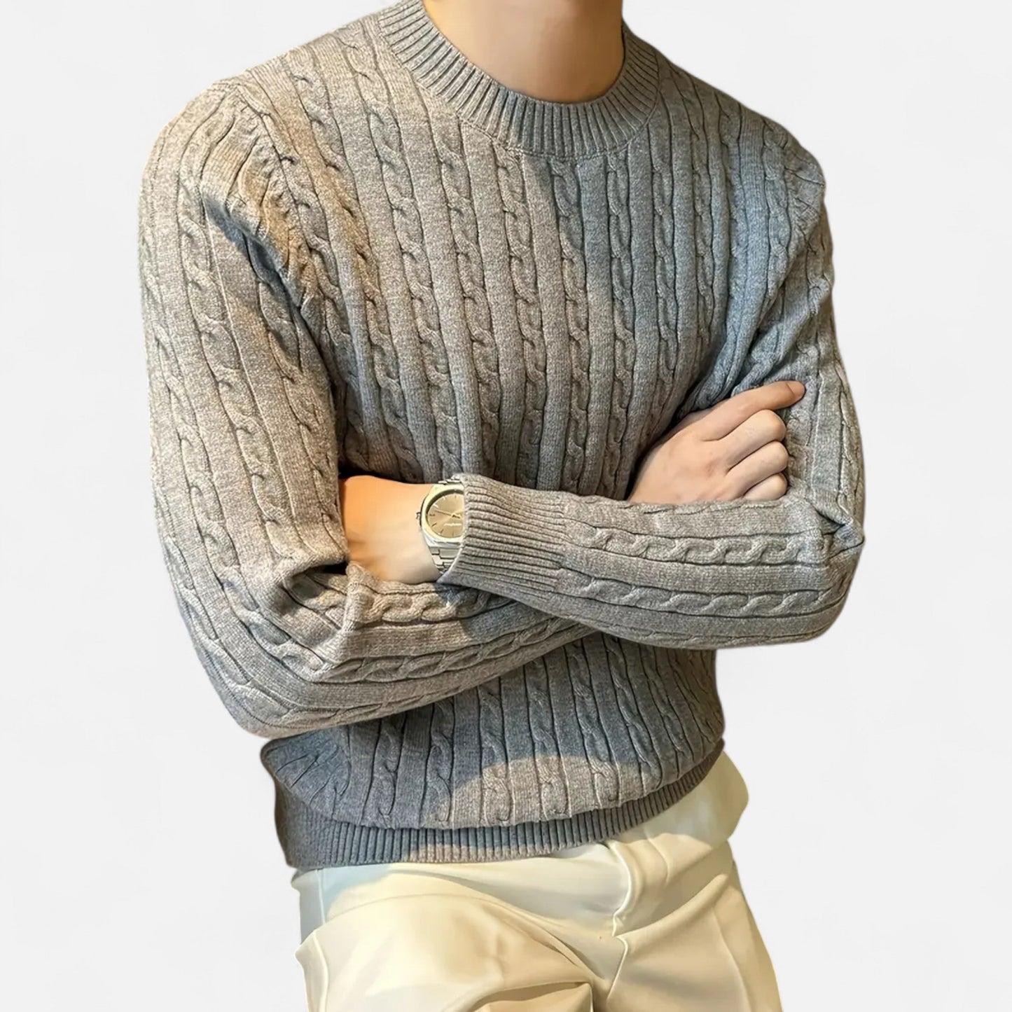 Men's Cable Knit Long Sleeve Classic Pullover