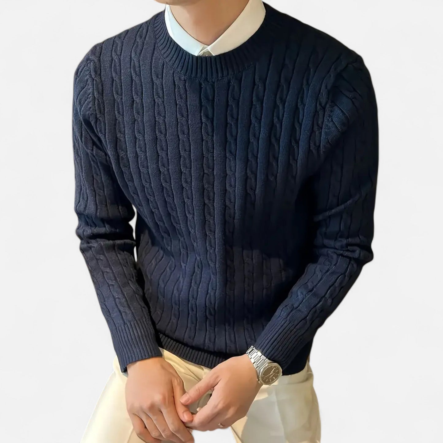Men's Cable Knit Long Sleeve Classic Pullover