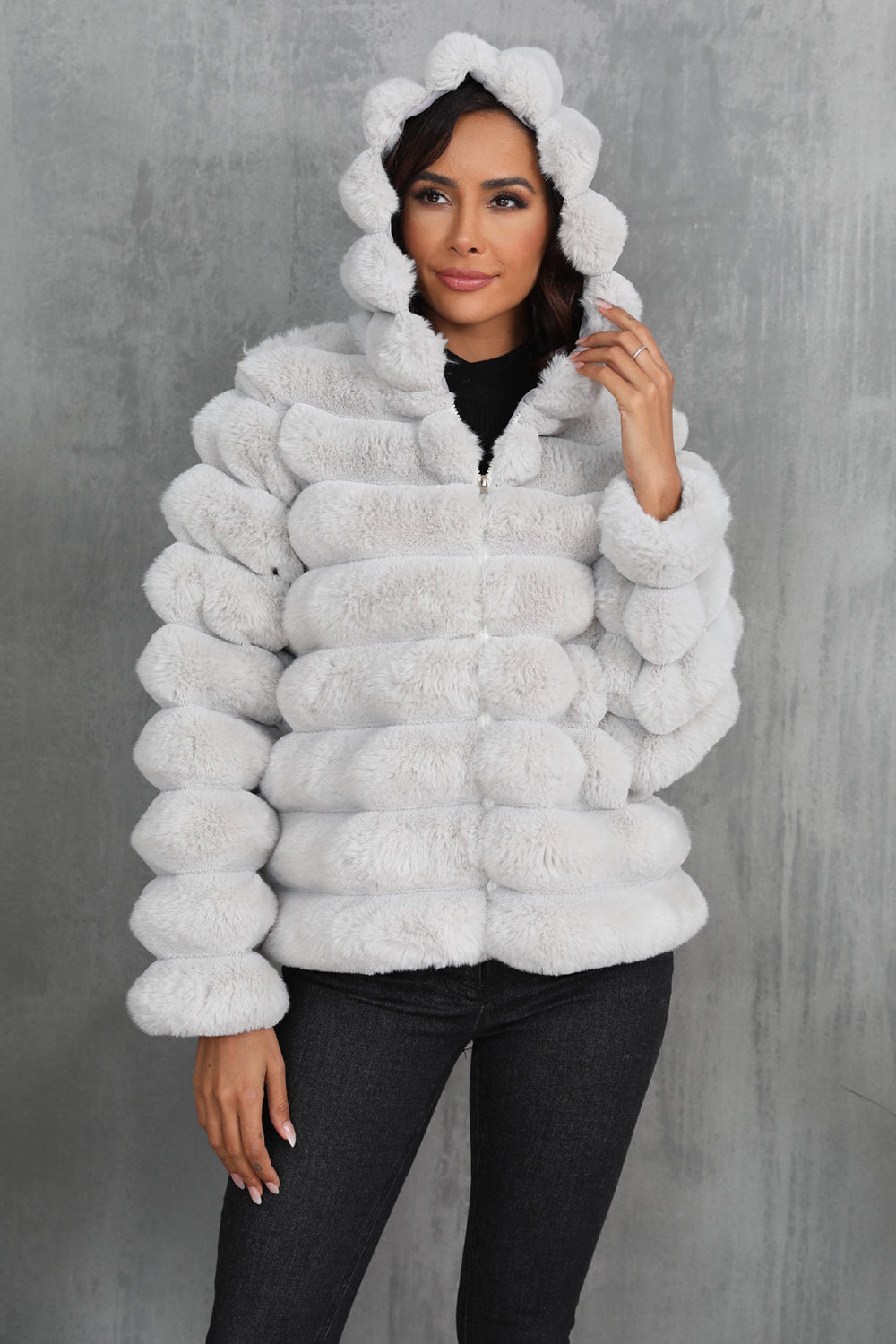 Women's Oversized Teddy Jacket with Hood