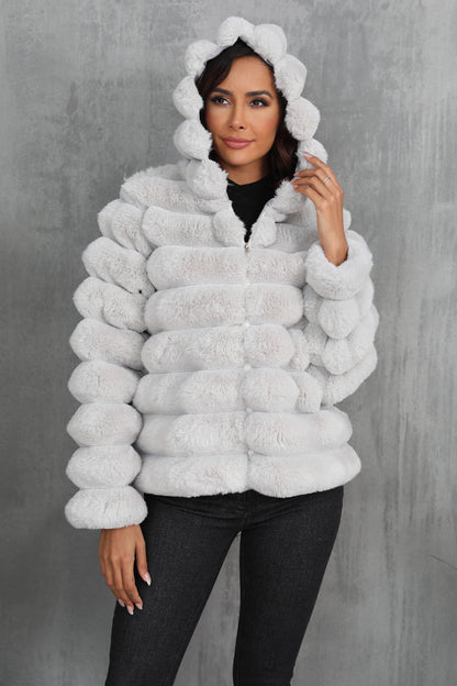 Women's Oversized Teddy Jacket with Hood