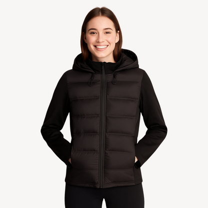Women's Winter Jacket Black Hood Zipper