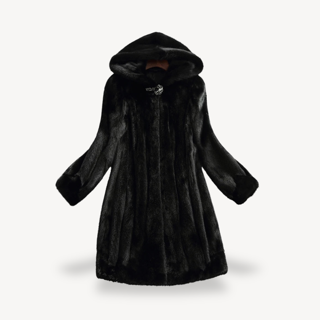 Women's Winter Coat Black Faux Fur Long