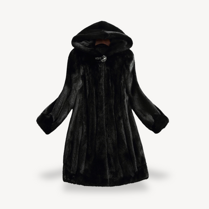Women's Winter Coat Black Faux Fur Long