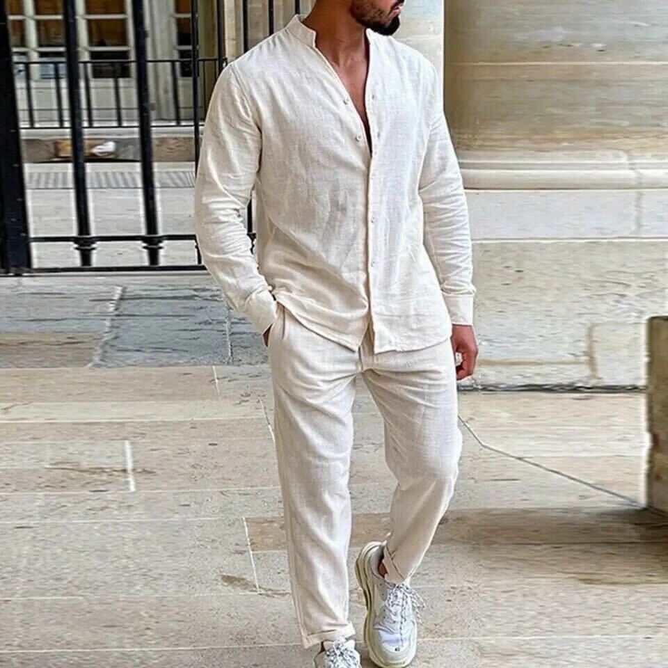 Men's Linen Suit Long Sleeve Set Elegant