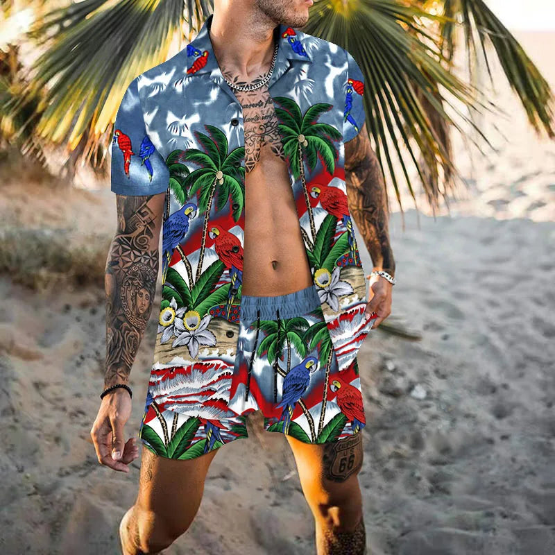 Men's Summer Set Short Sleeve Shirt and Shorts