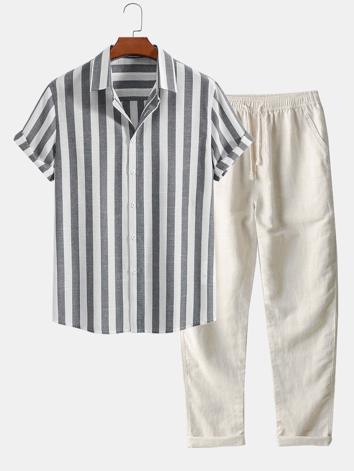 Linen Shirt and Pants Set Summer