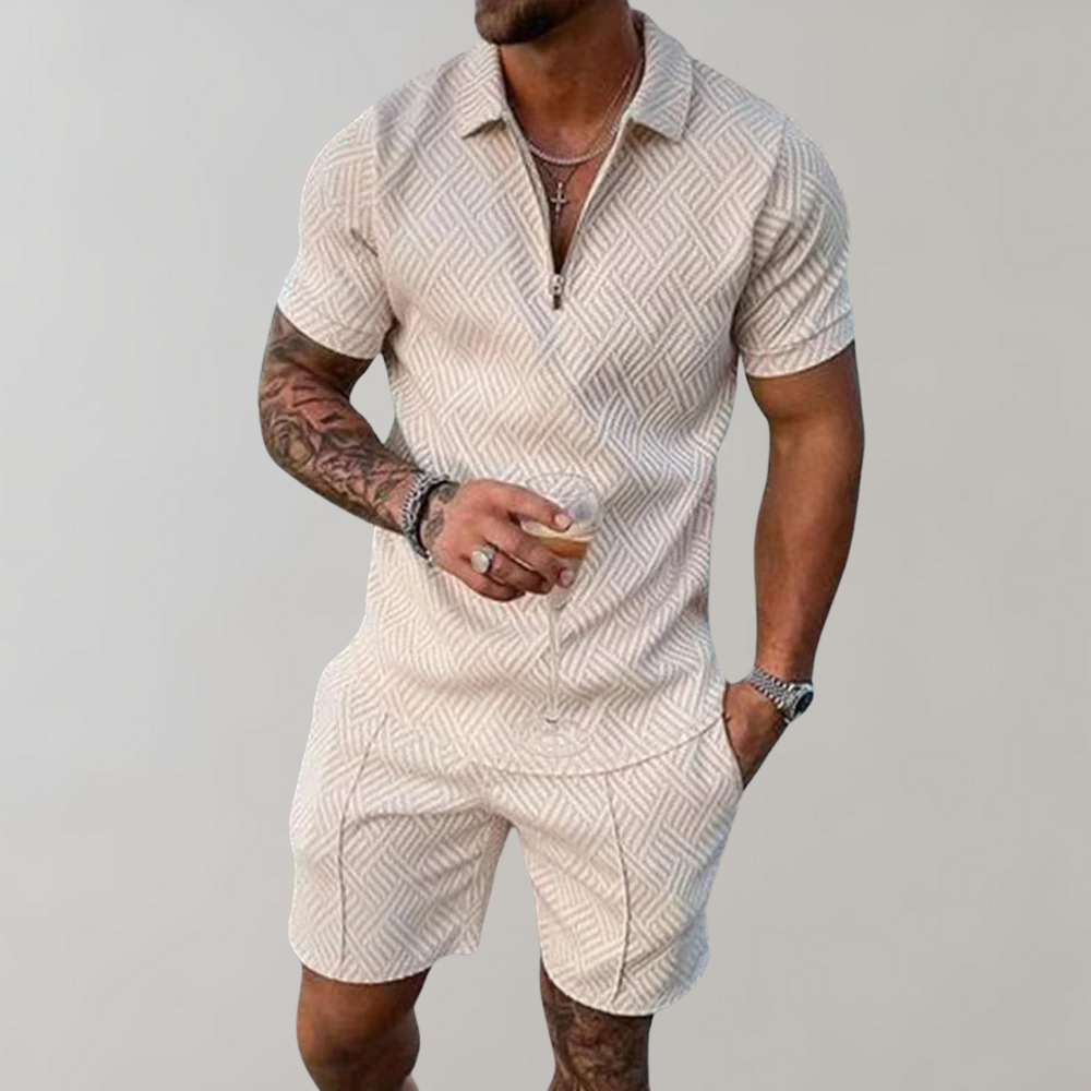 Men's Short Sleeve Polo Shirt Set