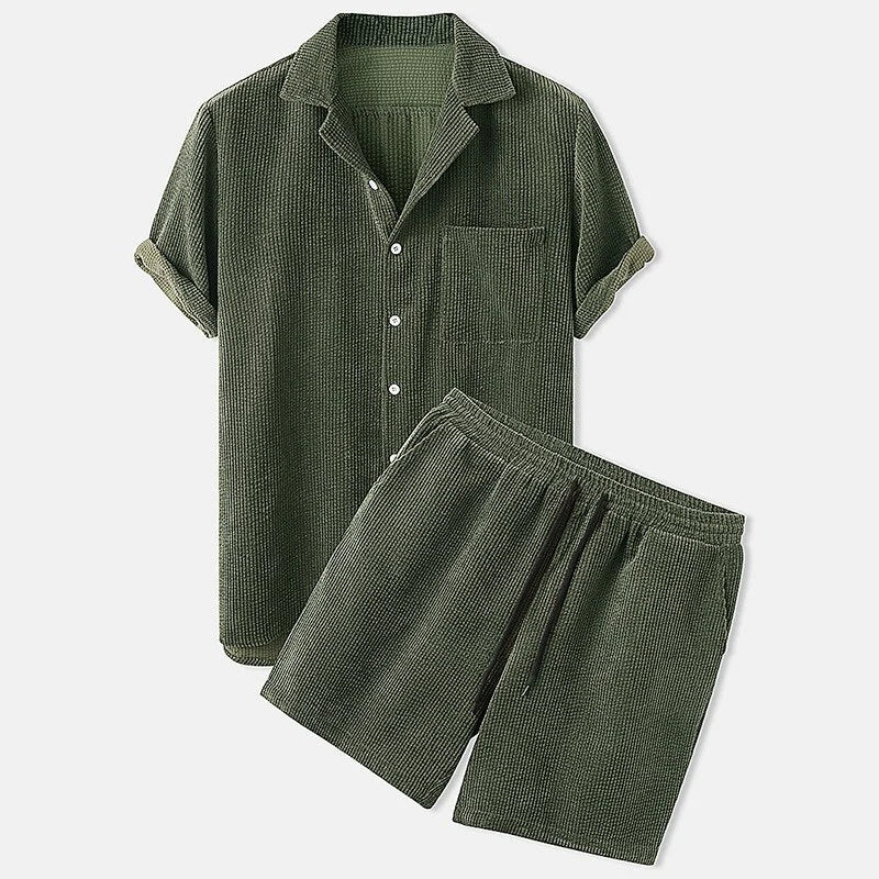 Men's short-sleeved corduroy shirt for summer