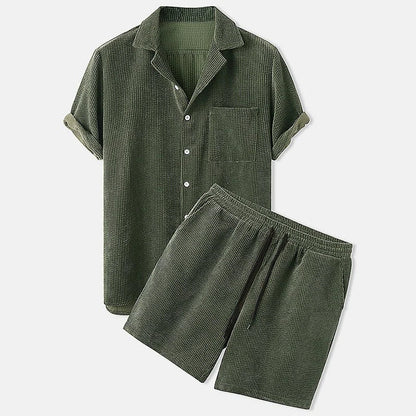 Men's short-sleeved corduroy shirt for summer